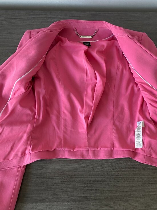 White House Black Market Pink Moto Jacket | Size 0 | Chic Fitted Blazer - Picture 6 of 12